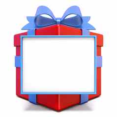 红色的礼物盒子蓝色的丝带空白董事会