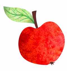 水彩明亮的红色的苹果插图孤立的白色