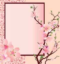 向量粉红色的框架樱花花华丽的面板