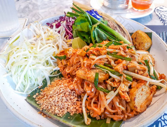 泰国炸大米面条垫泰国泰国食物