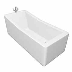 白色矩形浴缸不锈钢钢固定装置孤立的白色背景