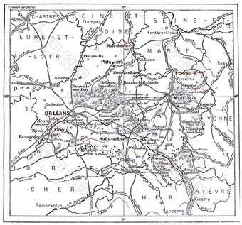 地形地图部门Loiret中心法国酒