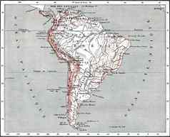 地图南美国古董雕刻