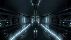 未来主义的科幻隧道走廊建筑不错的反射插图壁纸背景