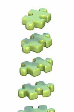 集合绿色谜题拼图块旋转