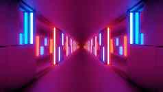 清洁未来主义的科幻隧道走廊发光的灯玻璃窗户插图壁纸背景设计