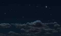 晚上布满星星的天空云月光黑暗背景星星