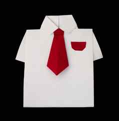 折纸白色衬衫领带