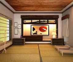 生活房间室内日本风格呈现