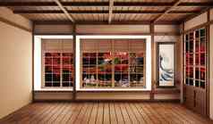 美丽的空房间装饰日本风格视图