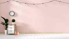 模拟海报内阁现代粉红色的生活房间白色吸引
