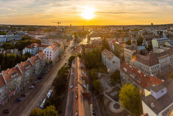 什切<strong>青</strong>城市景观美丽的日落波兰欧洲