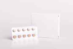 白色药片盒子塑料瓶药物盒子模型医疗空白纸板模型药片瓶