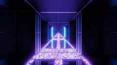 未来主义的科幻空间寺庙发光的钻石圣诞节纹理插图背景壁纸