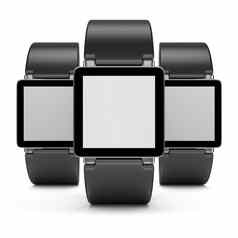 智能手表集空白显示前面视图