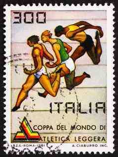 邮资邮票意大利显示世界杯比赛