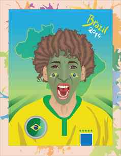 巴西足球风扇大头发