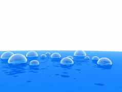清洁液体蓝色的颜色泡沫表面白色背景