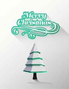 快乐圣诞节向量可爱的树插图