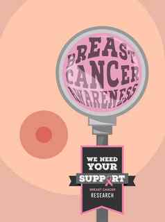 乳房癌症意识向量文本