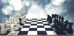 复合图像黑色的白色国际象棋棋子叛逃
