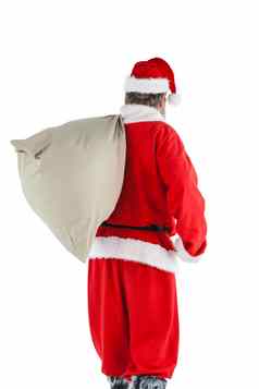 圣诞老人老人携带袋完整的礼物