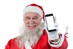 肖像圣诞老人老人显示移动电话