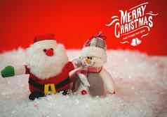 数字复合图像快乐圣诞节快乐一年消息圣诞老人雪人