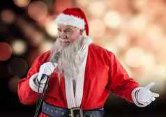 圣诞老人老人麦克风唱歌圣诞节歌曲