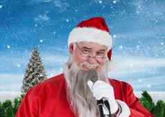 圣诞老人唱歌圣诞节首歌麦克风