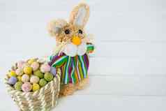 篮子复活节鸡蛋复活节兔子
