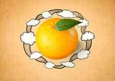 柠檬橙色背景云图纸