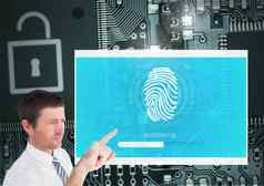 手触碰身份验证安全指纹应用程序接口