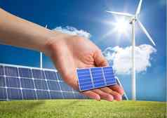 太阳能面板手前面设备可再生能源