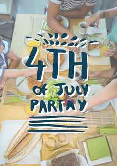 蓝色的白色第四7月聚会，派对图形开销家庭吃表格