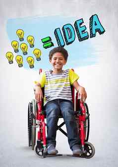 禁用男孩轮椅色彩斑斓的的想法光灯泡图形
