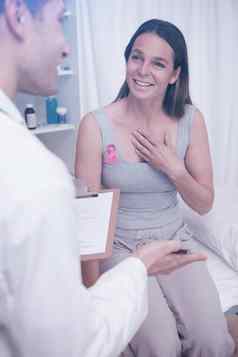 复合图像乳房癌症意识丝带