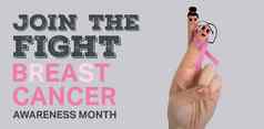复合图像裁剪手粉红色的乳房癌症意识丝带