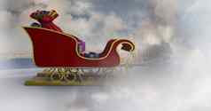 多云的天空过渡圣诞老人的雪橇