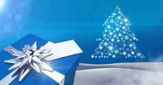 礼物盒子雪花圣诞节树模式形状雪景观