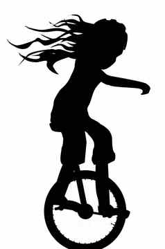 女孩独轮脚踏车