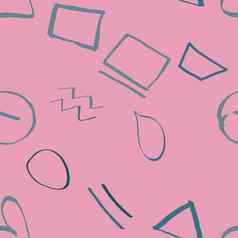 现代蒂尔几何无缝的模式粉红色的手画纹理色彩斑斓的背景