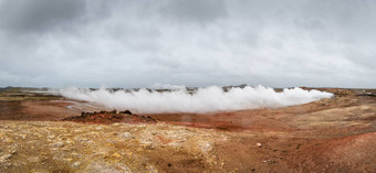 地理热热春天活动冰岛冈努维尔热弹簧蒸汽云吹