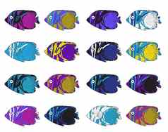 鱼色彩斑斓的集手画插图