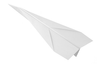 白色纸飞镖<strong>飞机</strong>孤立的白色剪裁路径