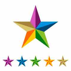 集色彩斑斓的明星标志模板插图设计向量每股收益