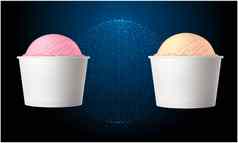 模拟插图冰奶油杯口味摘要蓝色的背景