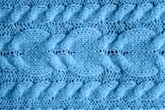摘要针织背景蓝色的羊毛毛衣纹理关闭图片针织模式