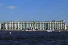 外观冬天宫路堤neva河赫米蒂奇博物馆彼得堡
