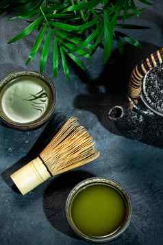 火柴绿色茶碗竹子搅拌